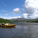 rafting the river with blue sky background